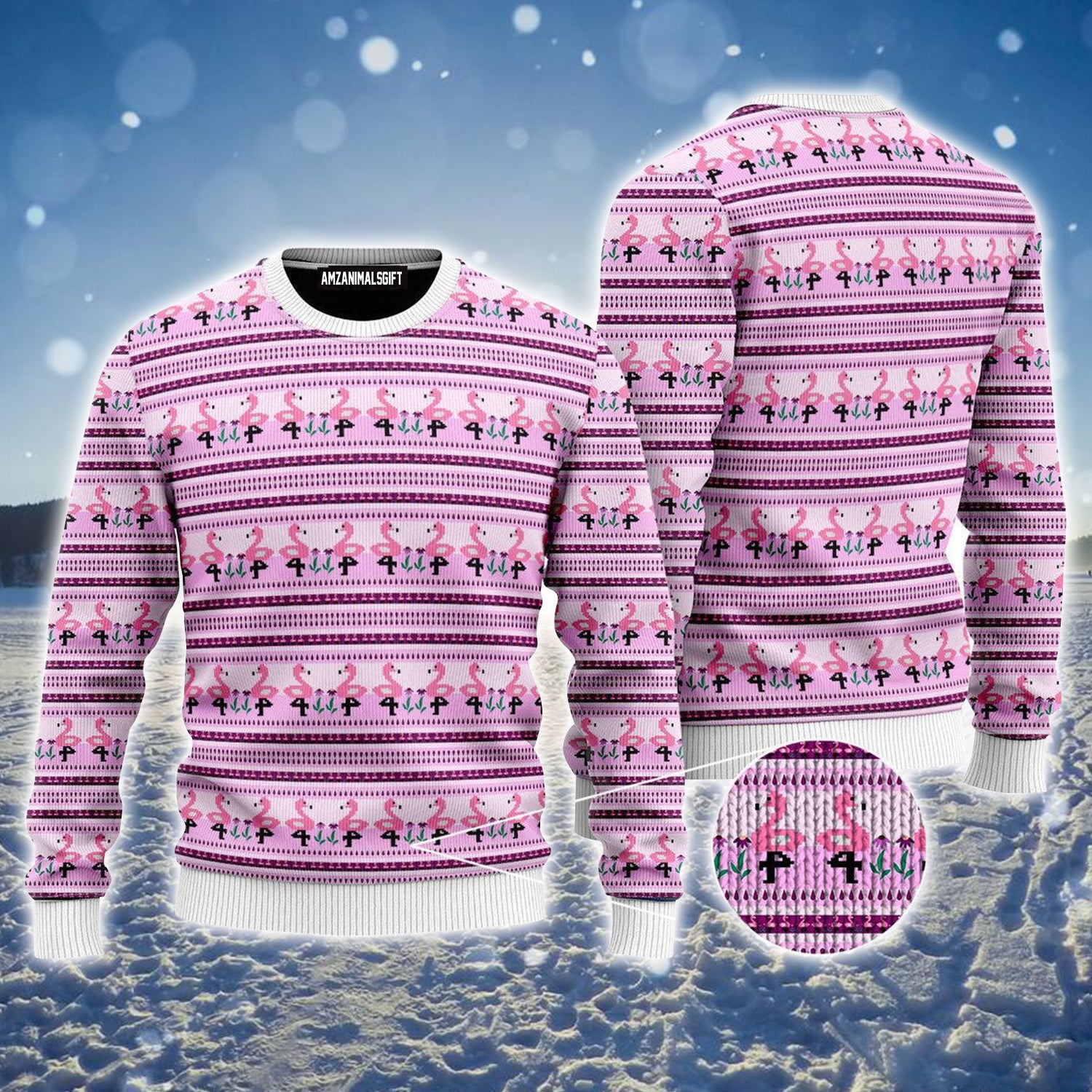 Pink Flockin In Naughty List Ugly Sweater For Men & Women, Perfect Outfit For Christmas New Year Autumn Winter Ugly Sweater For Men & Women, Perfect Outfit For Christmas New Year Autumn Winter