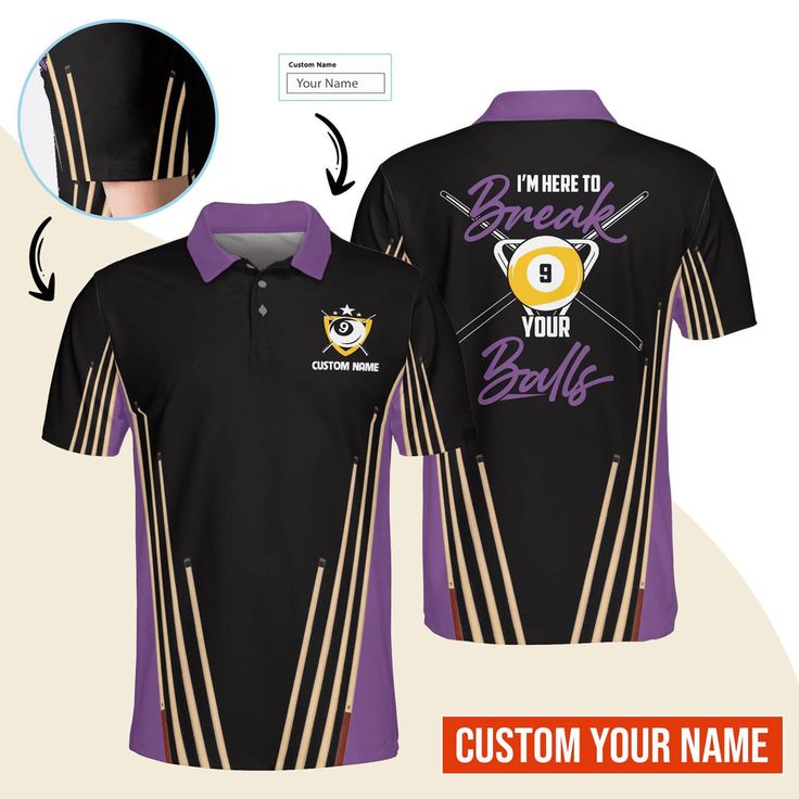 Billiard Men Polo Shirt Custom Name - Billiard Pool 9 Ball Personalized Polo Shirt For Men - Gift For Billiard Players, Billiard Lovers