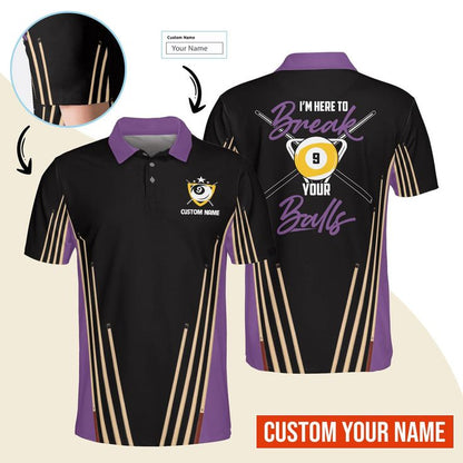 Billiard Men Polo Shirt Custom Name - Billiard Pool 9 Ball Personalized Polo Shirt For Men - Gift For Billiard Players, Billiard Lovers