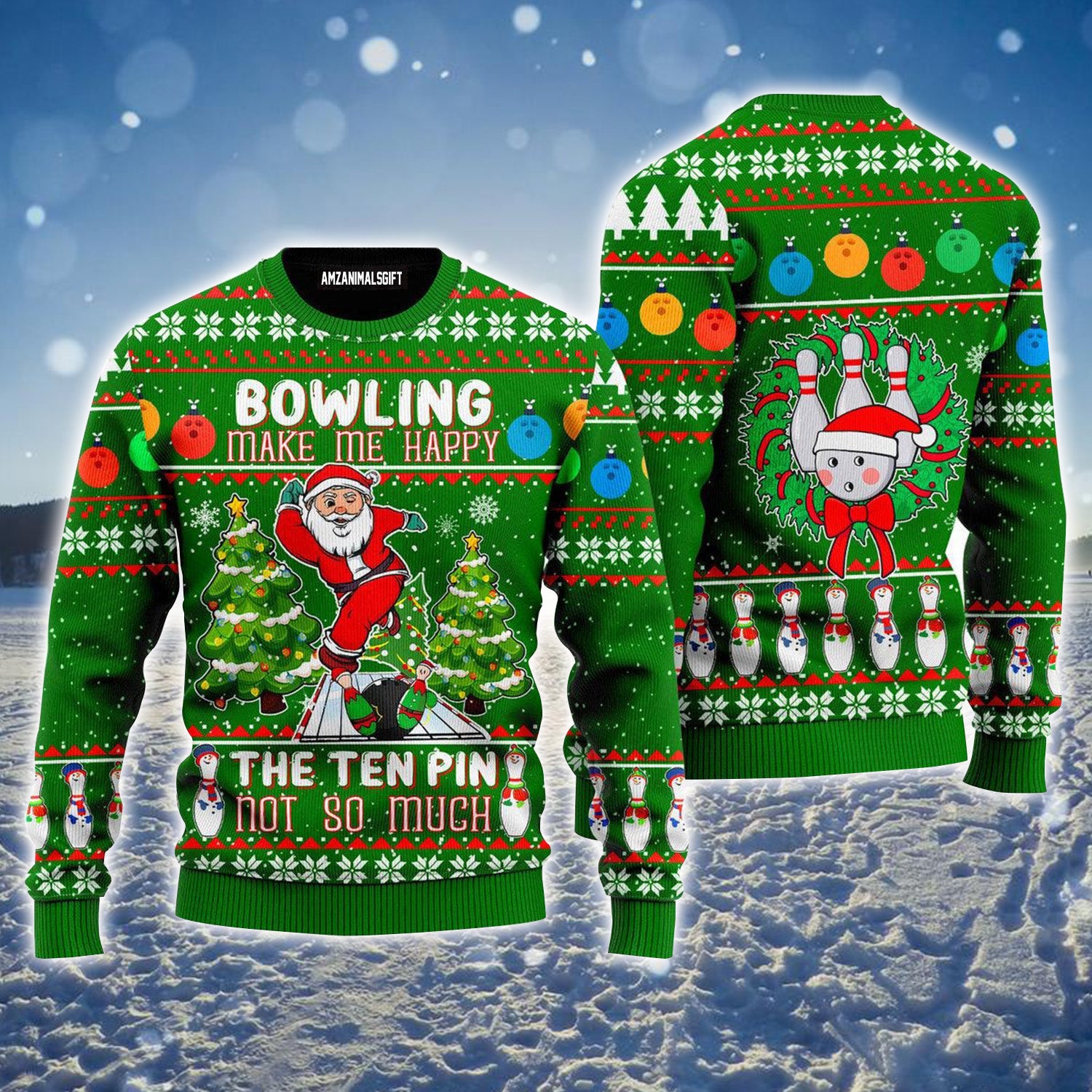 Santa Bowling Go Strike Ugly Sweater For Men & Women, Perfect Outfit For Christmas New Year Autumn Winter