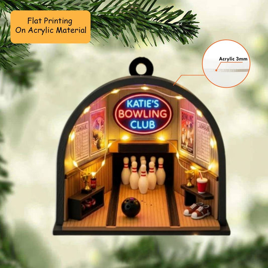 Personalized Bowling Acrylic Ornamen, Bowling Keychain, Car Ornament, Christmas Ornament Gifts