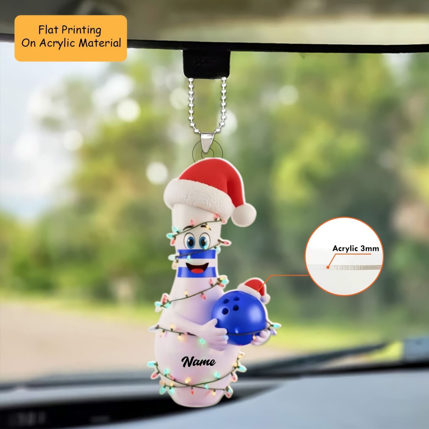 Personalized Bowling Ornament, Bowling Christmas Keychain, Car Ornament, Christmas Ornament Gifts