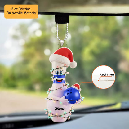 Personalized Bowling Ornament, Bowling Christmas Keychain, Car Ornament, Christmas Ornament Gifts