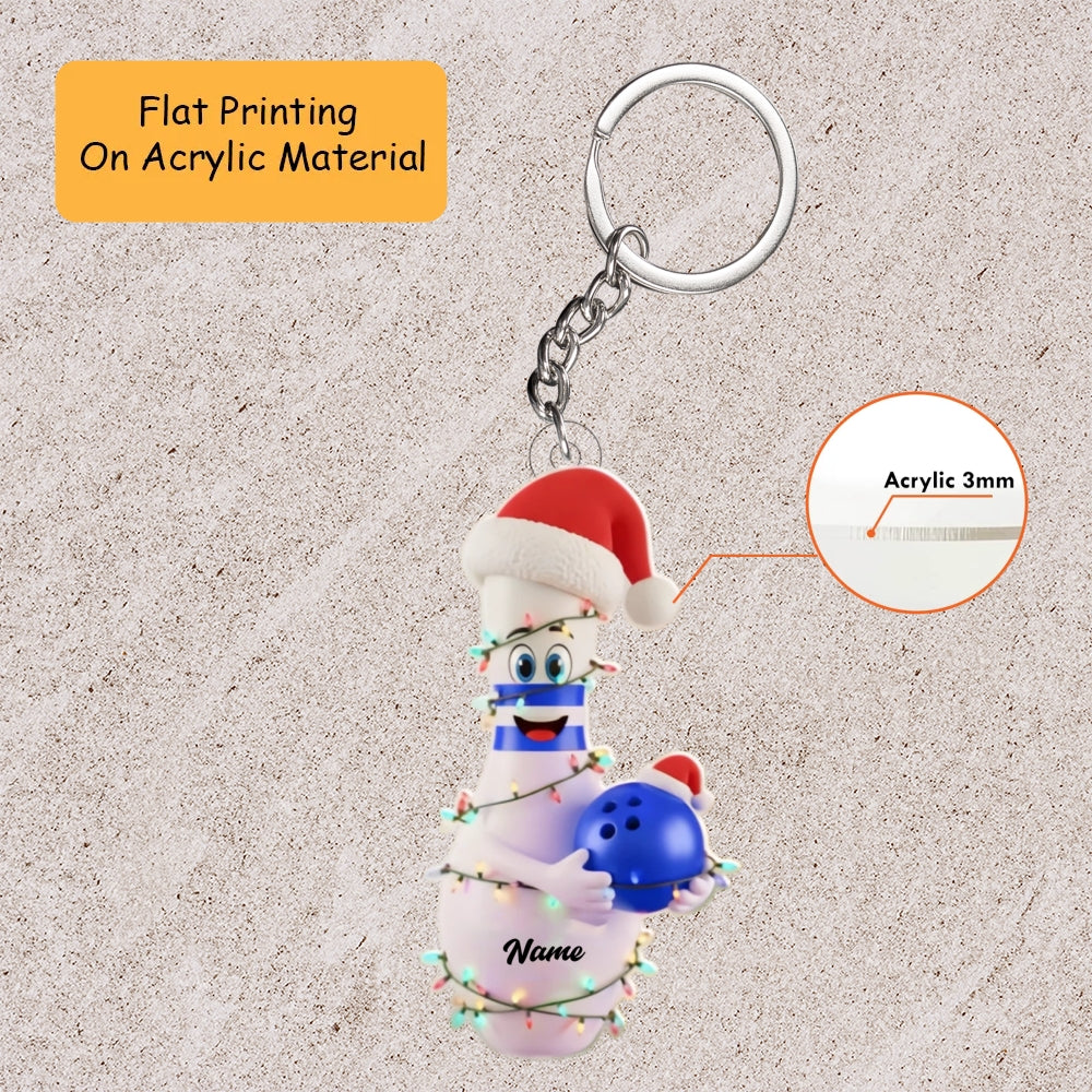 Personalized Bowling Ornament, Bowling Christmas Keychain, Car Ornament, Christmas Ornament Gifts