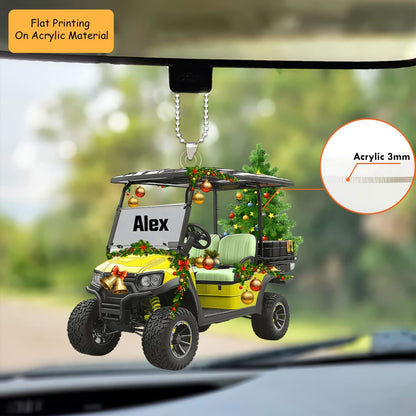 Personalized Golf  Cart Acrylic Ornament, Golf Keychain, Car Ornament, Christmas Ornament Gifts