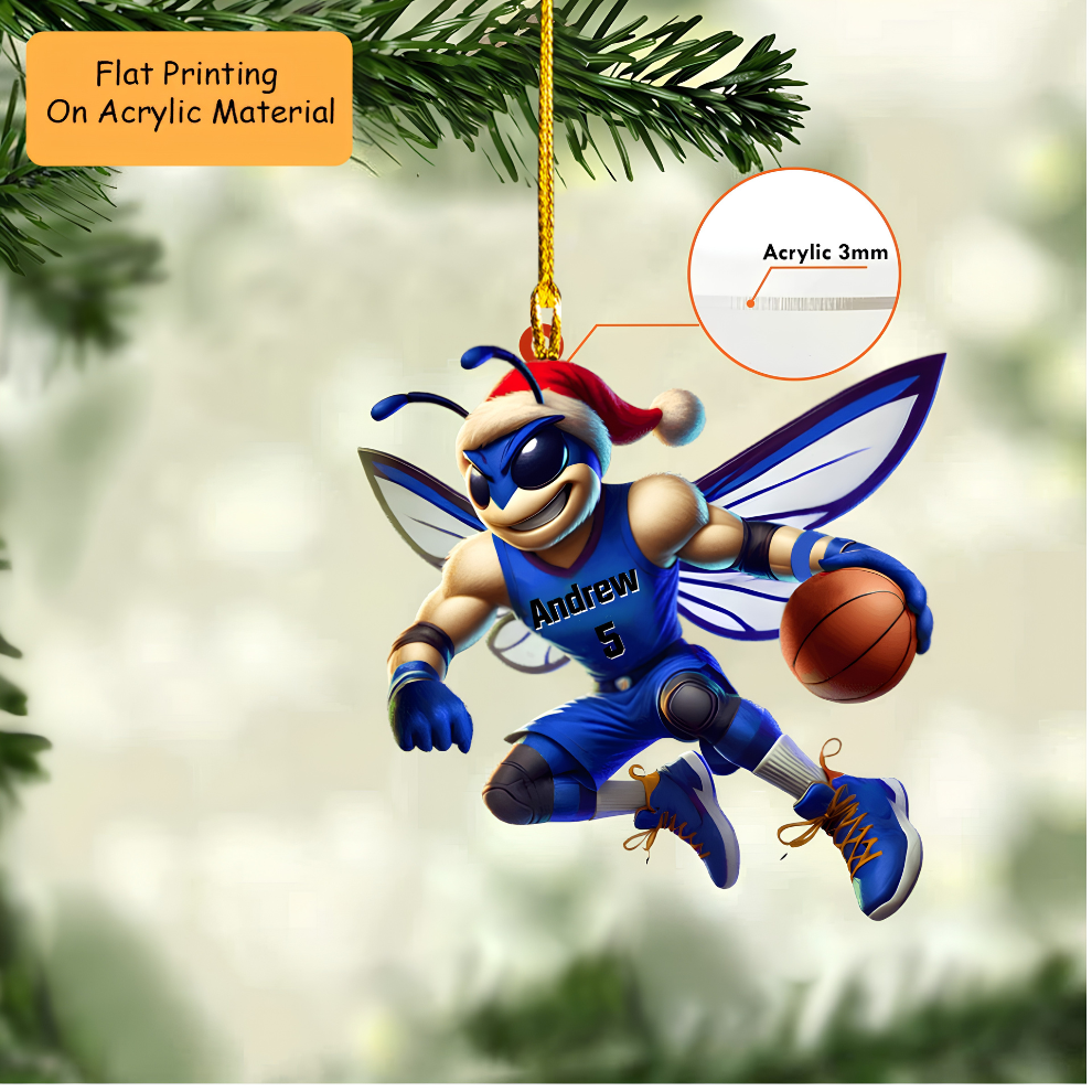 Personalized Basketball Christmas Ornament, Christmas Hornets Basketball, Custom Ornament Christmas Gift, Keychain Basketball, Car Ornament Basketball