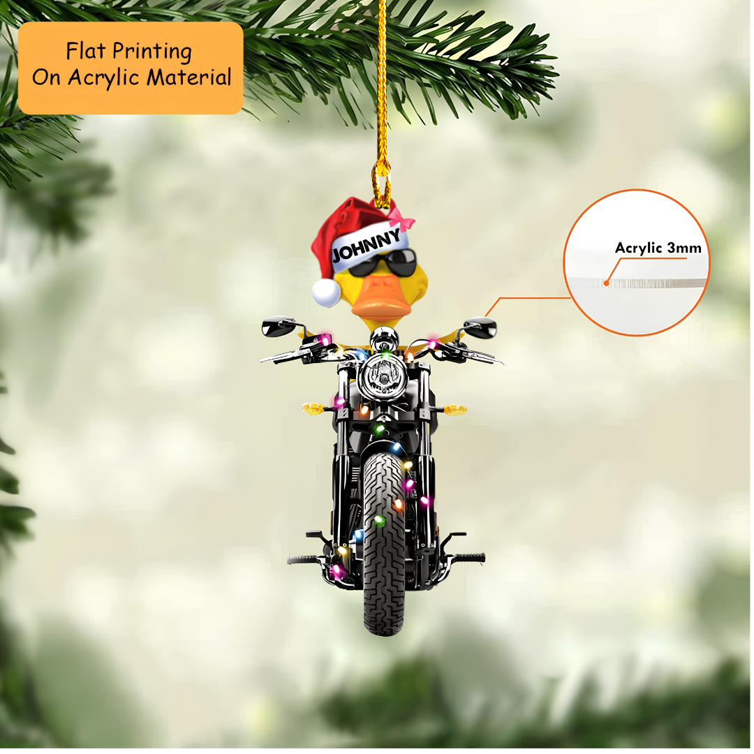 Personalized Christmas Biker Ornament, Biker Duckies, Custom Ornament Christmas Gift, Keychain Biker Christmas, Car Ornament Biker Christmas