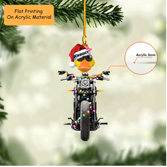 Personalized Christmas Biker Ornament, Biker Duckies, Custom Ornament Christmas Gift, Keychain Biker Christmas, Car Ornament Biker Christmas