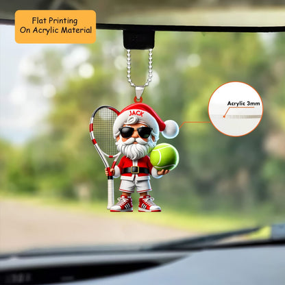Personalized Tennis Christmas Ornament, Cool Santa With Racket, Custom Ornament Christmas Gift, Keychain Bowling, Car Ornament Bowling
