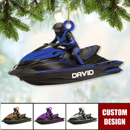 Personalized Jet Ski Water Sport Flat Acrylic Ornament, Meaningful Ornament Gifts For Jet Ski Boat Water Sport Lovers