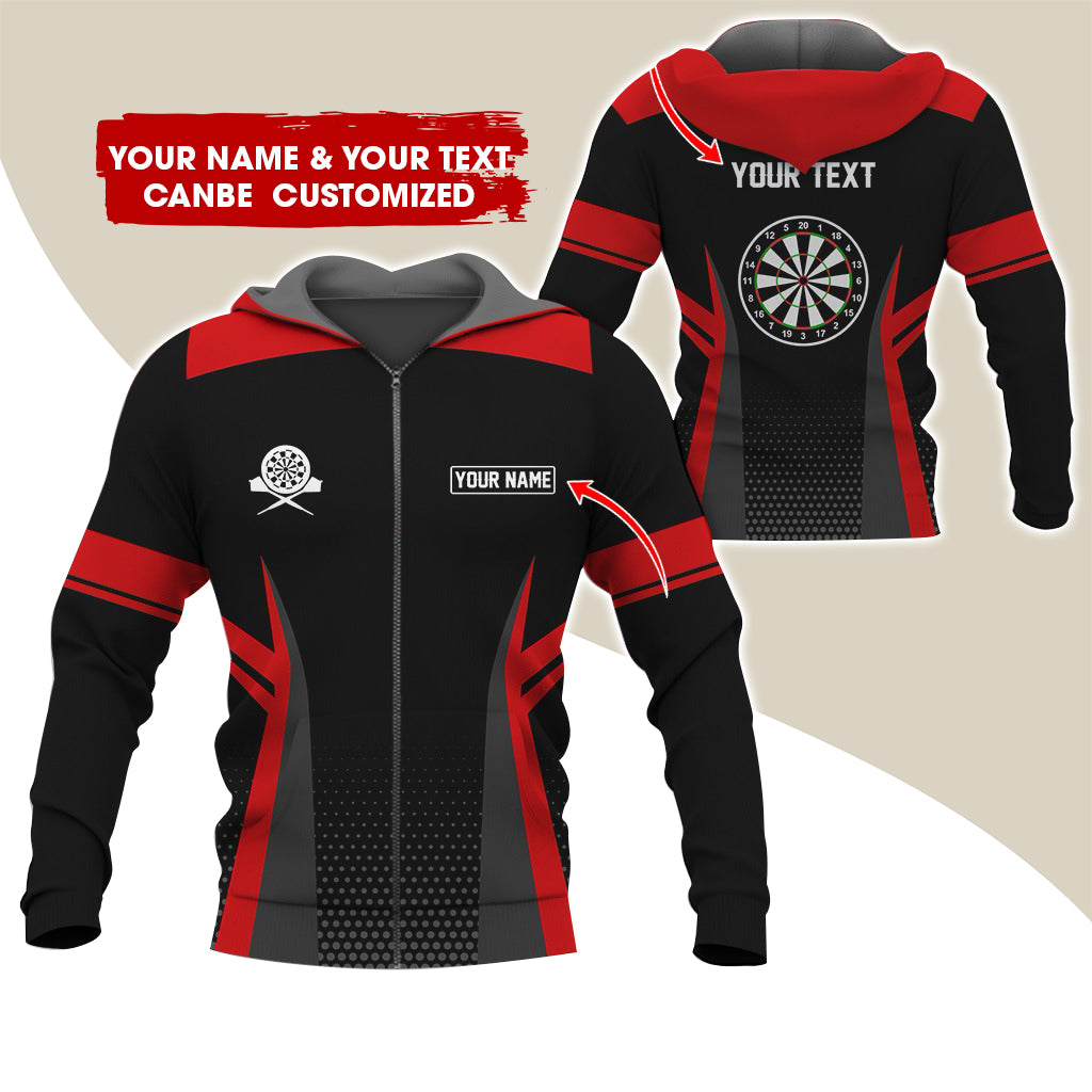 Customized Name & Text Darts Premium Zip Hoodie, Personalized  Dartboard Zip Hoodie For Men & Women - Gift For Darts Lovers, Darts Players