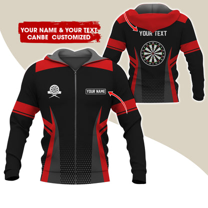 Customized Name & Text Darts Premium Zip Hoodie, Personalized  Dartboard Zip Hoodie For Men & Women - Gift For Darts Lovers, Darts Players