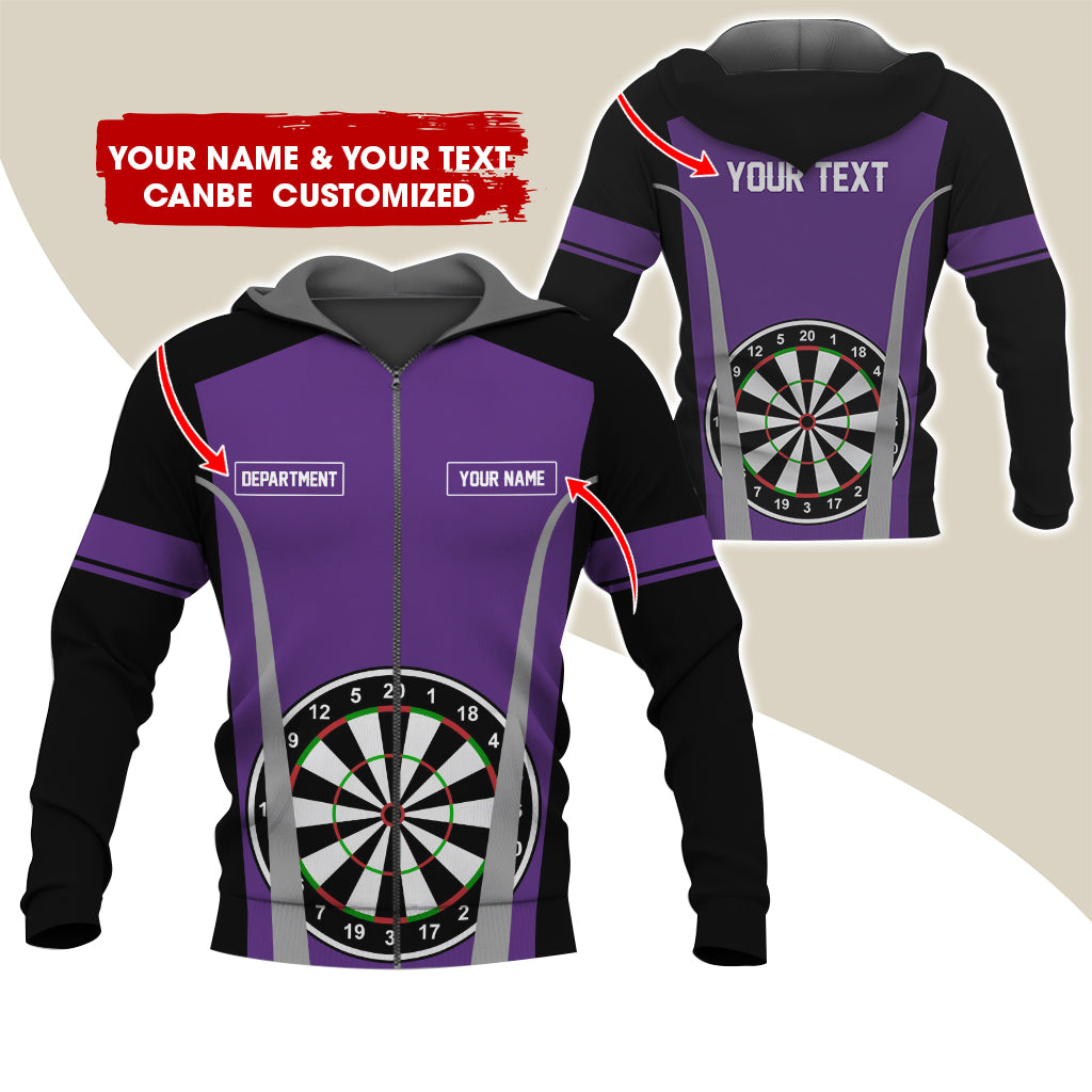 Customized Name, Text & Department Darts Premium Zip Hoodie, Personalized Darts Team Zip Hoodie For Men & Women - Gift For Darts Lovers, Darts Players