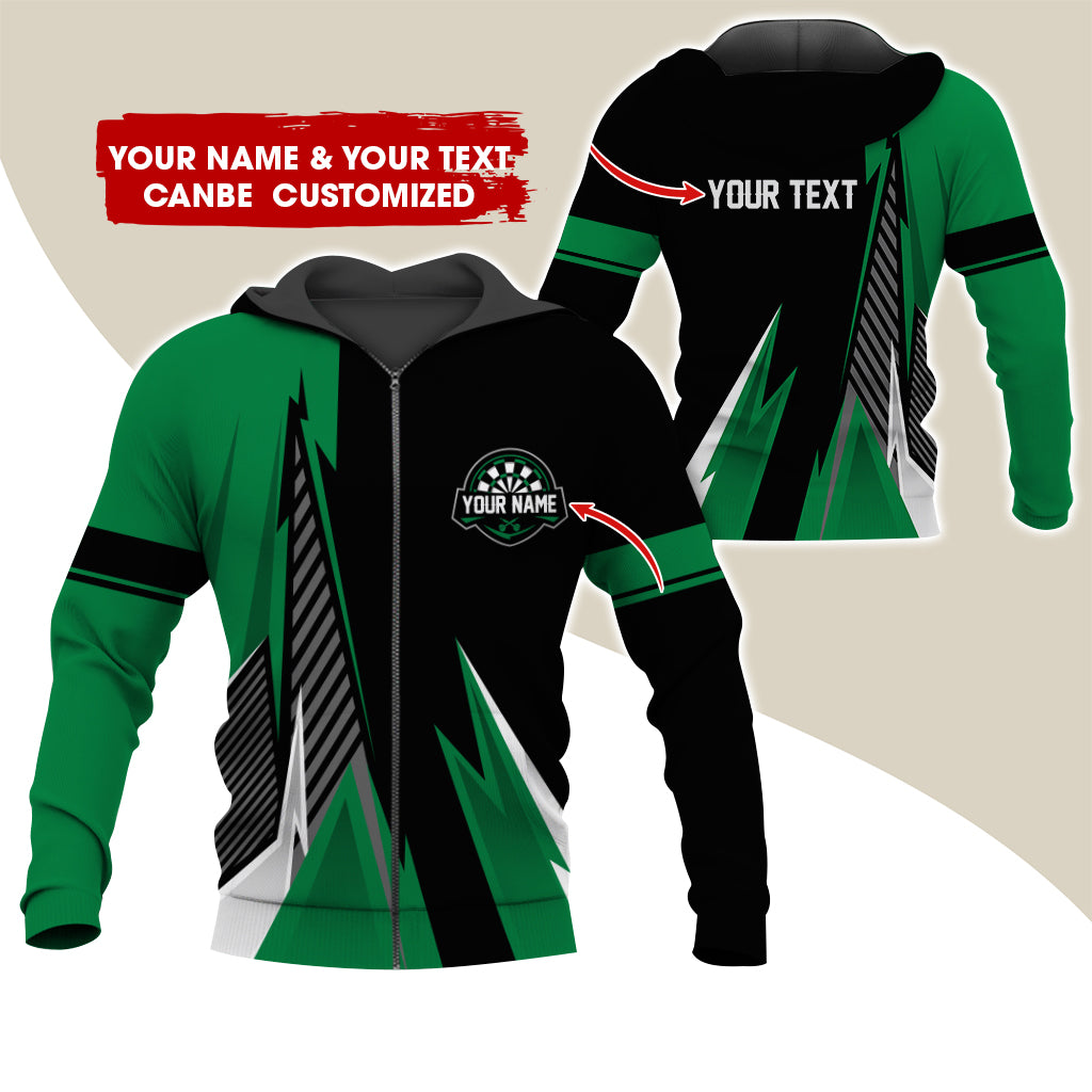 Customized Name & Text Darts Premium Zip Hoodie , Personalized Name Darts Zip Hoodie For Men & Women - Gift For Darts Lovers, Darts Players