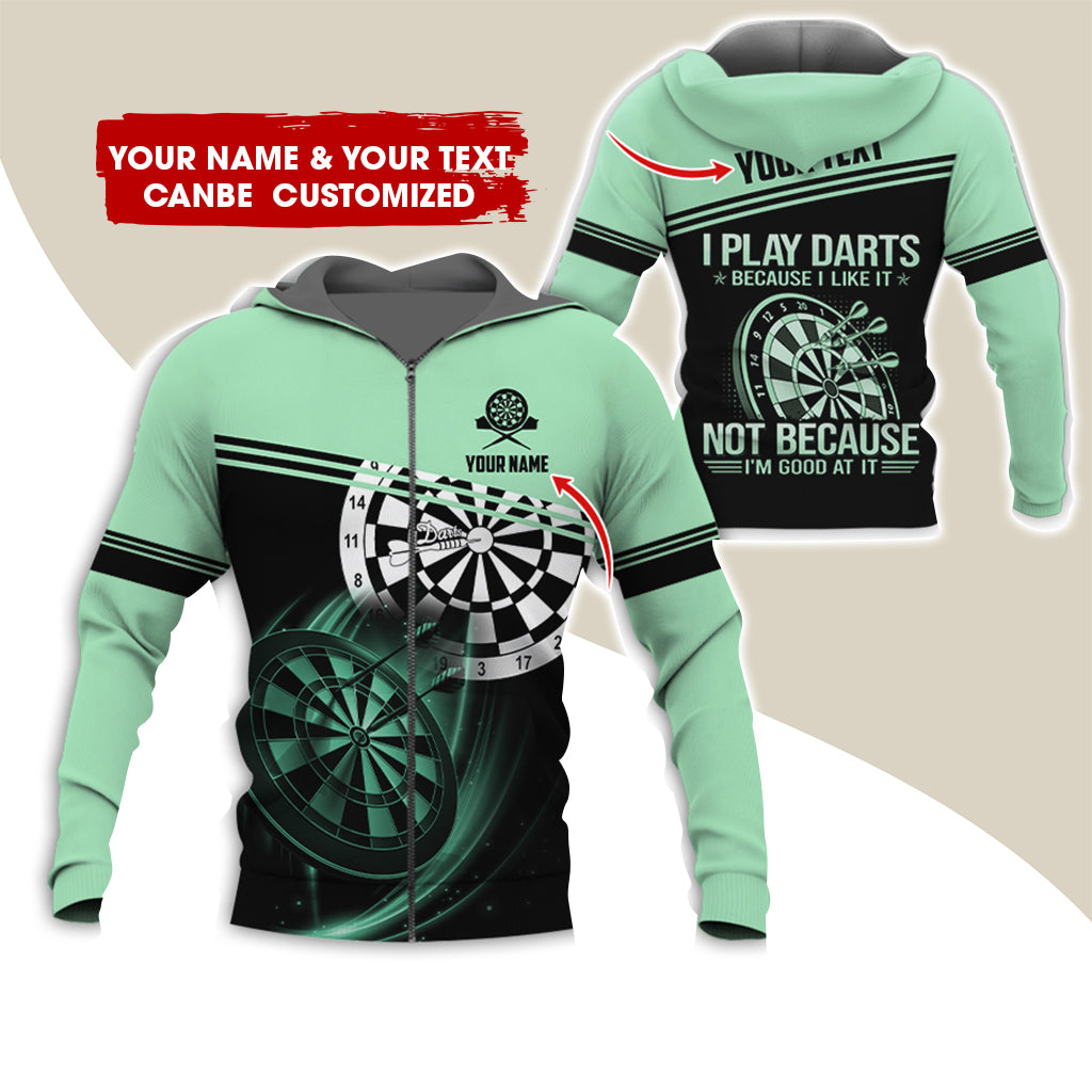 Customized Name Darts Premium Zip Hoodie, Personalized I Play Darts Zip Hoodie For Men & Women - Gift For Darts Lovers, Darts Players