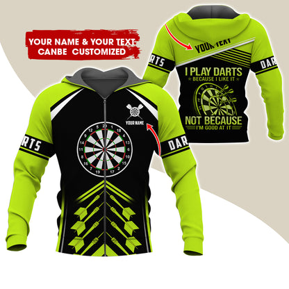 Customized Name Darts Premium Zip Hoodie, Personalized I Play Darts Zip Hoodie For Men & Women - Gift For Darts Lovers, Darts Players