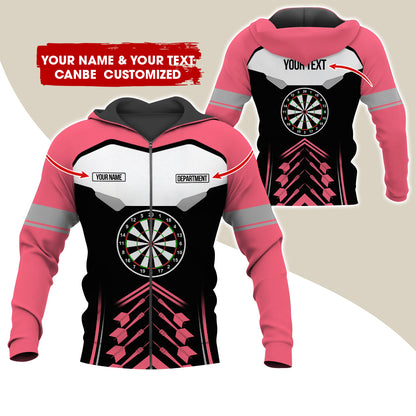 Personalized Name Darts Team Premium Zip Hoodie, Customized Dartboard Zip Hoodie For Men & Women - Gift For Darts Lovers, Darts Players