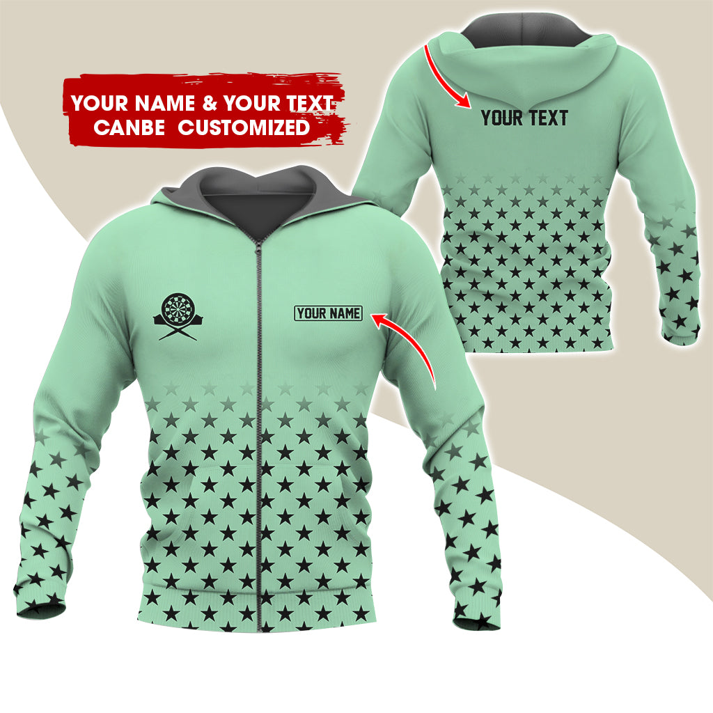 Customized Name & Text Darts Premium Zip Hoodie, Custom Name Darts Zip Hoodie For Men & Women - Gift For Darts Lovers, Darts Players