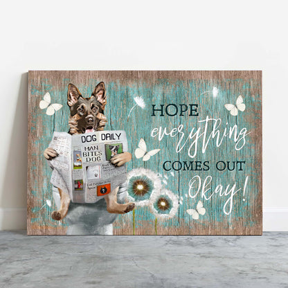German Shepherd Premium Wrapped Landscape Canvas - German Shepherd, Dandelion, Daily Routine, Hope Everything Comes Out Okay - Gift For Dog Lovers