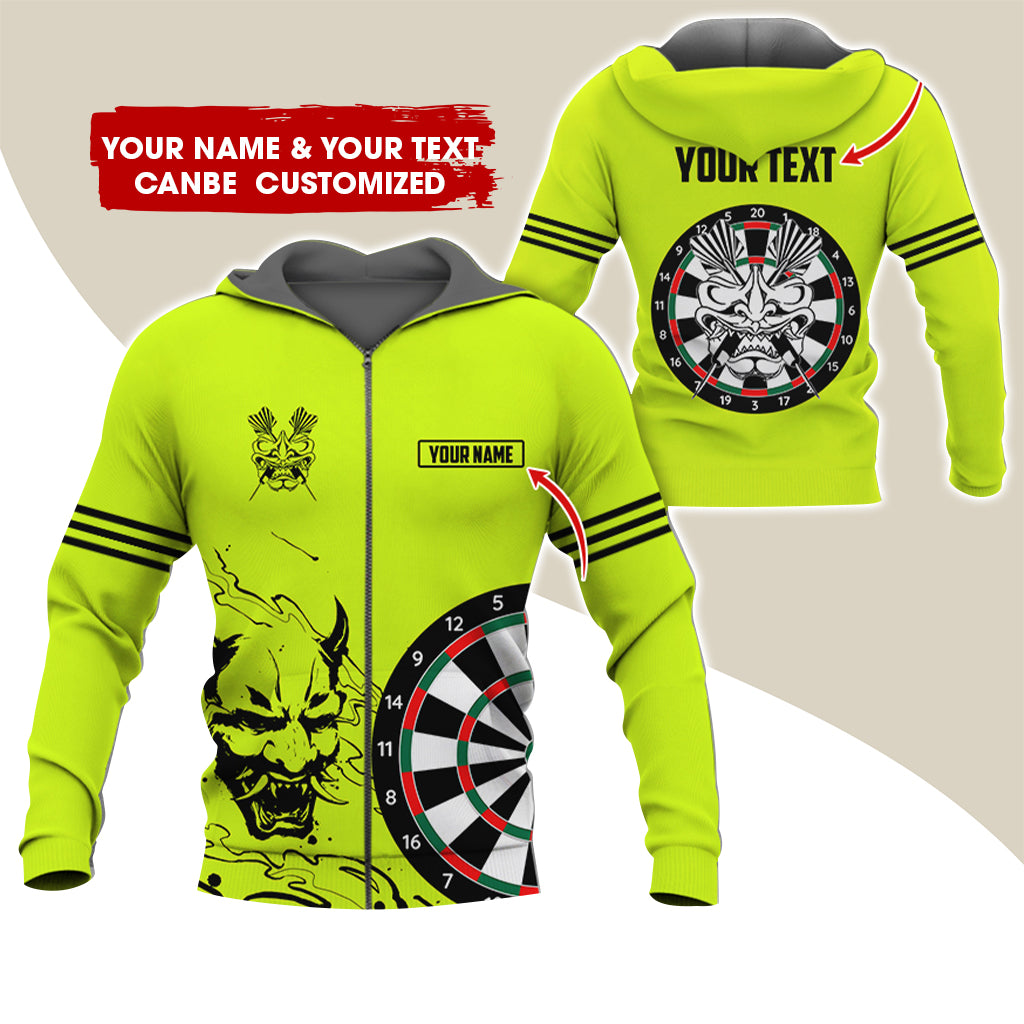 Customized Name & Text Dragon Darts  Premium Zip Hoodie, Custom Name & Text Darts Zip Hoodie For Men & Women - Gift For Darts Lovers, Darts Players