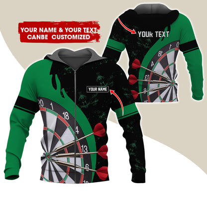 Personalized Name & Text Darts Premium Zip Hoodie, Custom Name Darts Team Zip Hoodie For Men & Women - Gift For Darts Lovers, Darts Players