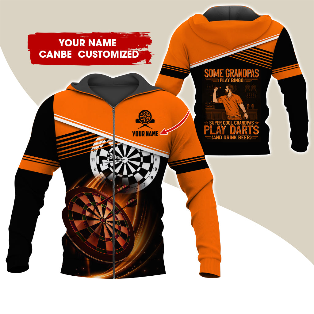 Customized Name Darts Premium Zip Hoodie, Personalized Some Grandpas Play Bingo Darts Zip Hoodie For Men & Women - Gift For Darts Lovers, Darts Players