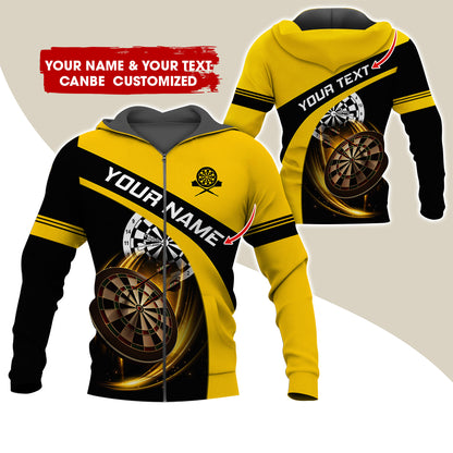Personalized Name Darts Premium Zip Hoodie , Custom Name Dartboard Zip Hoodie For Men & Women - Gift For Darts Lovers, Darts Players