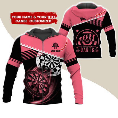 Personalized Name & Text Darts Premium Zip Hoodie, Customized Evolution Darts Player Zip Hoodie For Men & Women - Gift For Darts Lovers, Darts Players