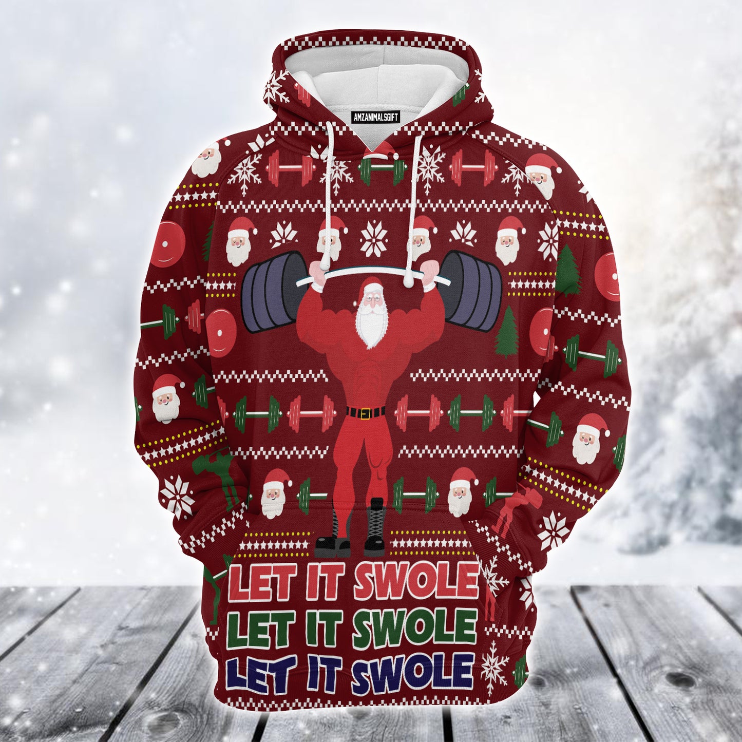 Santa Claus Premium Christmas Hoodie, Santa Let It Swole Unisex Hoodie For Men & Women - Perfect Gift For Christmas, Friends, Family