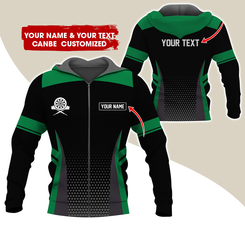 Custom Name & Text Darts Premium Zip Hoodie, Personalized Name Darts Uniforms Zip Hoodie For Men & Women - Gift For Darts Lovers, Darts Players