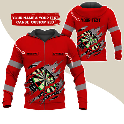Customized Name & Text Darts Premium Zip Hoodie, Personalized Name & Text Dartboard Zip Hoodie For Men & Women - Gift For Darts Lovers, Darts Players