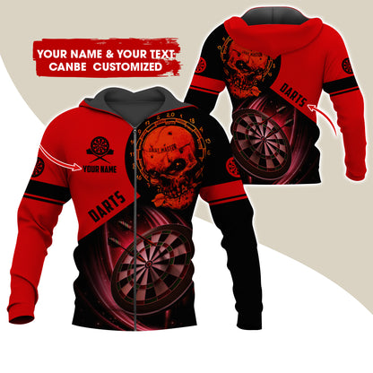 Customized Name Skull Darts Premium Zip Hoodie , Personalized Name Darts Master Zip Hoodie For Men & Women - Gift For Darts Lovers, Darts Players