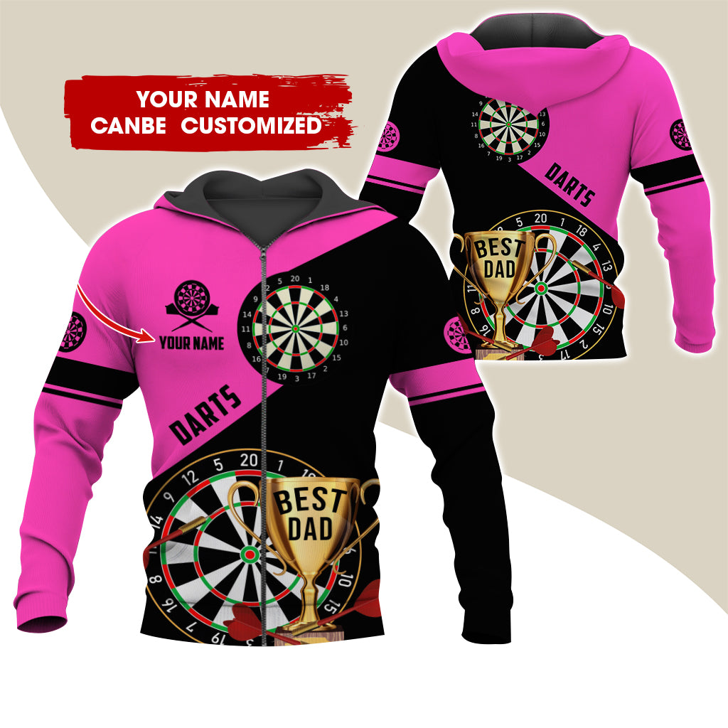 Customized Name Darts Premium Zip Hoodie , Personalized Name Best Dad Darts Zip Hoodie For Men & Women - Gift For Darts Lovers, Darts Players