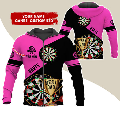 Customized Name Darts Premium Zip Hoodie , Personalized Name Best Dad Darts Zip Hoodie For Men & Women - Gift For Darts Lovers, Darts Players