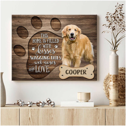 Custom Name & Photo Dog Premium Wrapped Landscape Canvas, Dog Paw Personalized Dog Canvas - Perfect Gift For Dog Lovers, Family, Friend