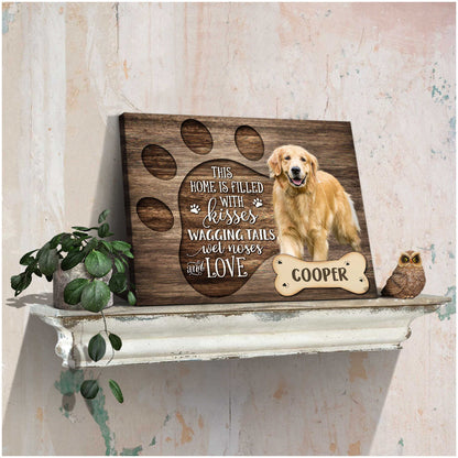 Custom Name & Photo Dog Premium Wrapped Landscape Canvas, Dog Paw Personalized Dog Canvas - Perfect Gift For Dog Lovers, Family, Friend