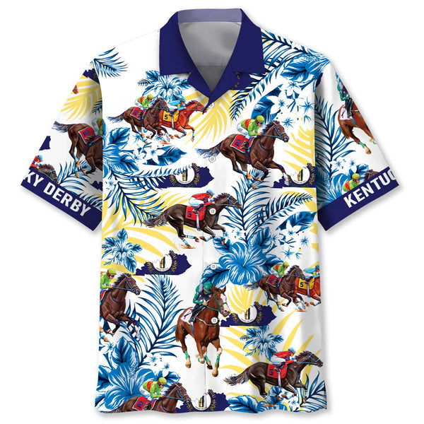 Kentucky Horse Racing Proud Hawaiian Shirt Tropical Leaf Pattern Aloha Shirt, Summer Outfit For Horse Racing Lovers