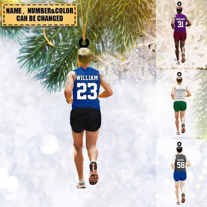 Custom Marathon Acrylic Christmas Ornaments,  Running Man Ornament, Jogging Acrylic Ornament - Gift For Runner