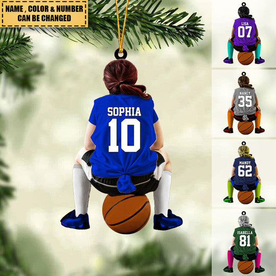 Personalized Basketball Female, Basketball Girl Acrylic Christmas Ornament - Gift For Basketball Team, Basketball Lovers