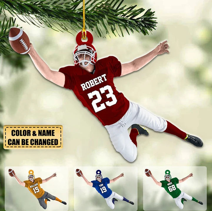 Personalized American Football Acrylic Ornament, Gift For Football Players, Football Christmas Ornament