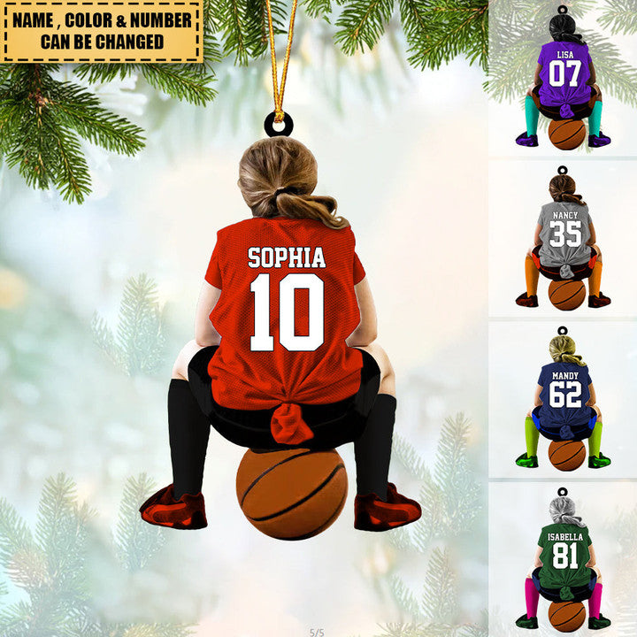 Personalized Basketball Female, Basketball Girl Acrylic Christmas Ornament - Gift For Basketball Team, Basketball Lovers