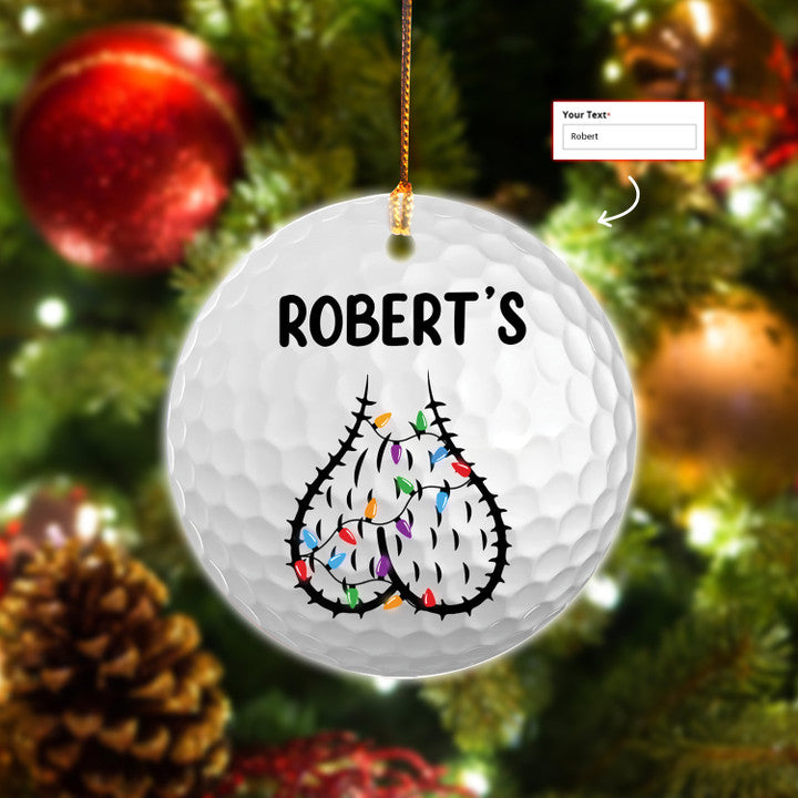 Custom Name Funny Golf Ball Circle Ceramic Ornament, Personlaized Golf Ceramic Ornament - Best Gift For Golf Lovers, Christmas