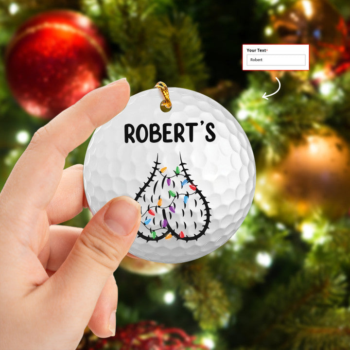 Custom Name Funny Golf Ball Circle Ceramic Ornament, Personlaized Golf Ceramic Ornament - Best Gift For Golf Lovers, Christmas