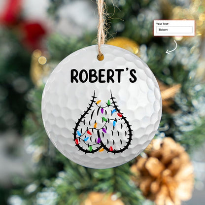 Custom Name Funny Golf Ball Circle Ceramic Ornament, Personlaized Golf Ceramic Ornament - Best Gift For Golf Lovers, Christmas