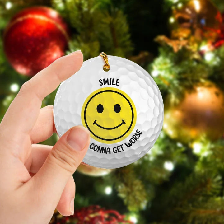Smile Golf Circle Ceramic Ornament, Christmas Golf Ceramic Ornament - Best Gift For Golf Lovers, Christmas, New Year