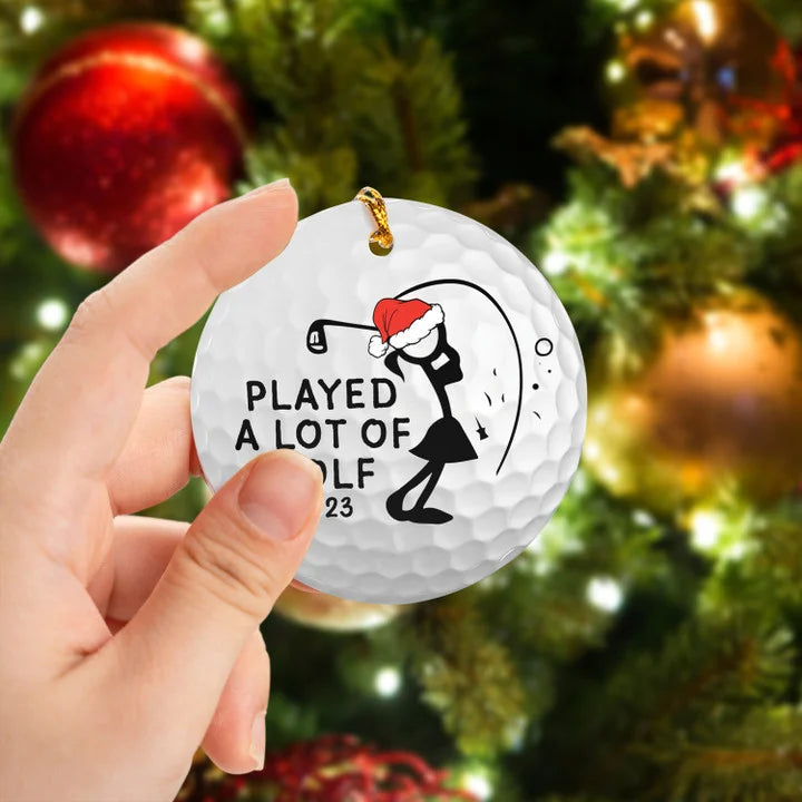 I Played A Lot Of Golf 2023 Women Golf Stick Man Circle Ceramic Ornament, Christmas Golf Ceramic Ornament - Best Gift For Golf Lovers, Christmas