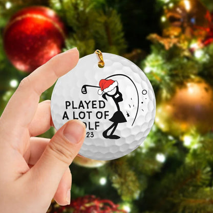 I Played A Lot Of Golf 2023 Women Golf Stick Man Circle Ceramic Ornament, Christmas Golf Ceramic Ornament - Best Gift For Golf Lovers, Christmas