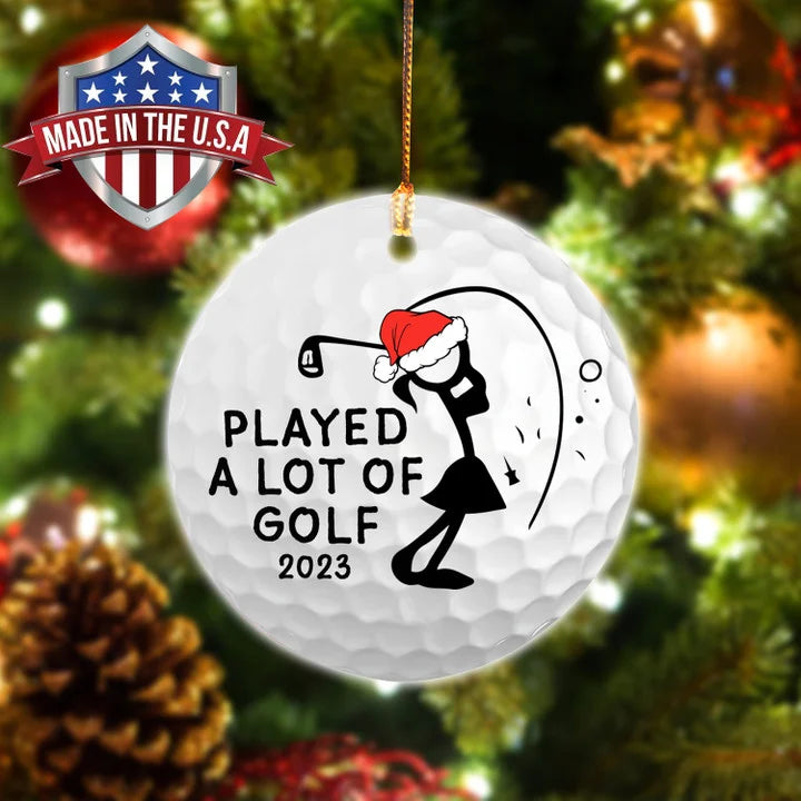 I Played A Lot Of Golf 2023 Women Golf Stick Man Circle Ceramic Ornament, Christmas Golf Ceramic Ornament - Best Gift For Golf Lovers, Christmas
