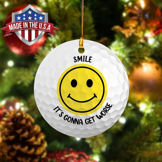 Smile Golf Circle Ceramic Ornament, Christmas Golf Ceramic Ornament - Best Gift For Golf Lovers, Christmas, New Year