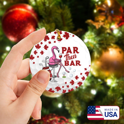 Canada Flamingo Par Then Bar Golf Women Circle Ceramic Ornament, Christmas Golf Ceramic Ornament - Best Gift For Golf Lovers, Christmas
